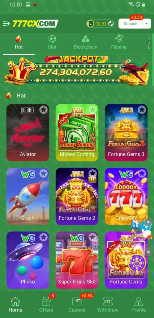 777CX game login